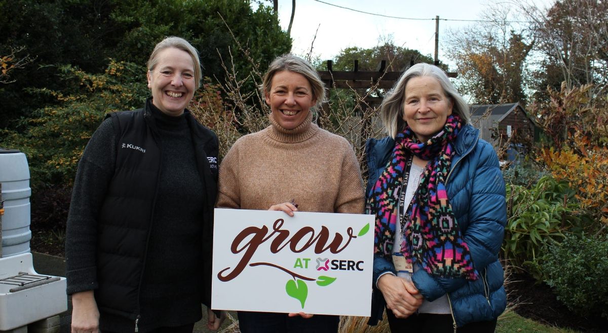 Hotrticulture team pictured in the Wellbeing Garden at Holywood Campus